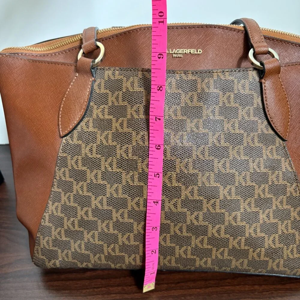 Karl Lagerfeld Paris Brown Monogram Large Paris Suki Tote Luxury Streetwear Chic